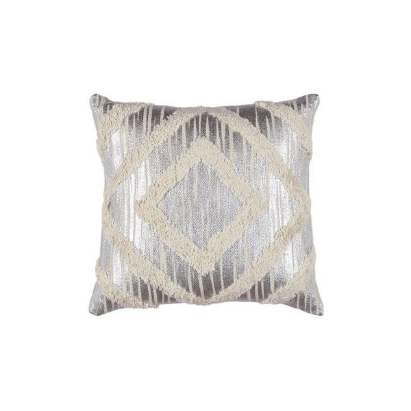 Pasargad Home Pasargad Home PCH-132-1 17.75 x 17.75 in. Grand Canyon Metallic Foil Print Pillow - Silver PCH-132-1
